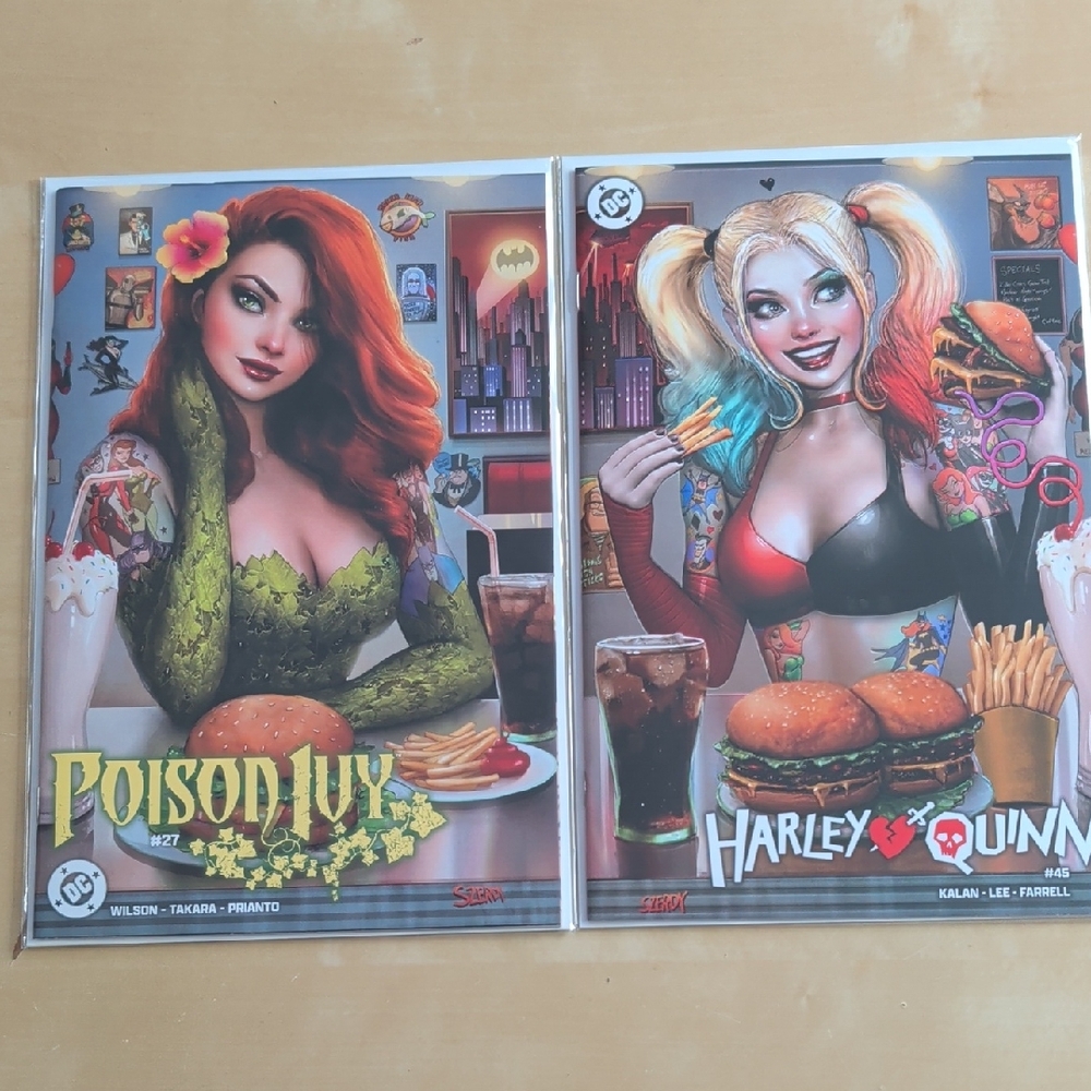 HARLEY QUINN #45 & POISON IVY #27 NATHAN SZERDY DINER TATTOO Var Set LTD3000(Ea)